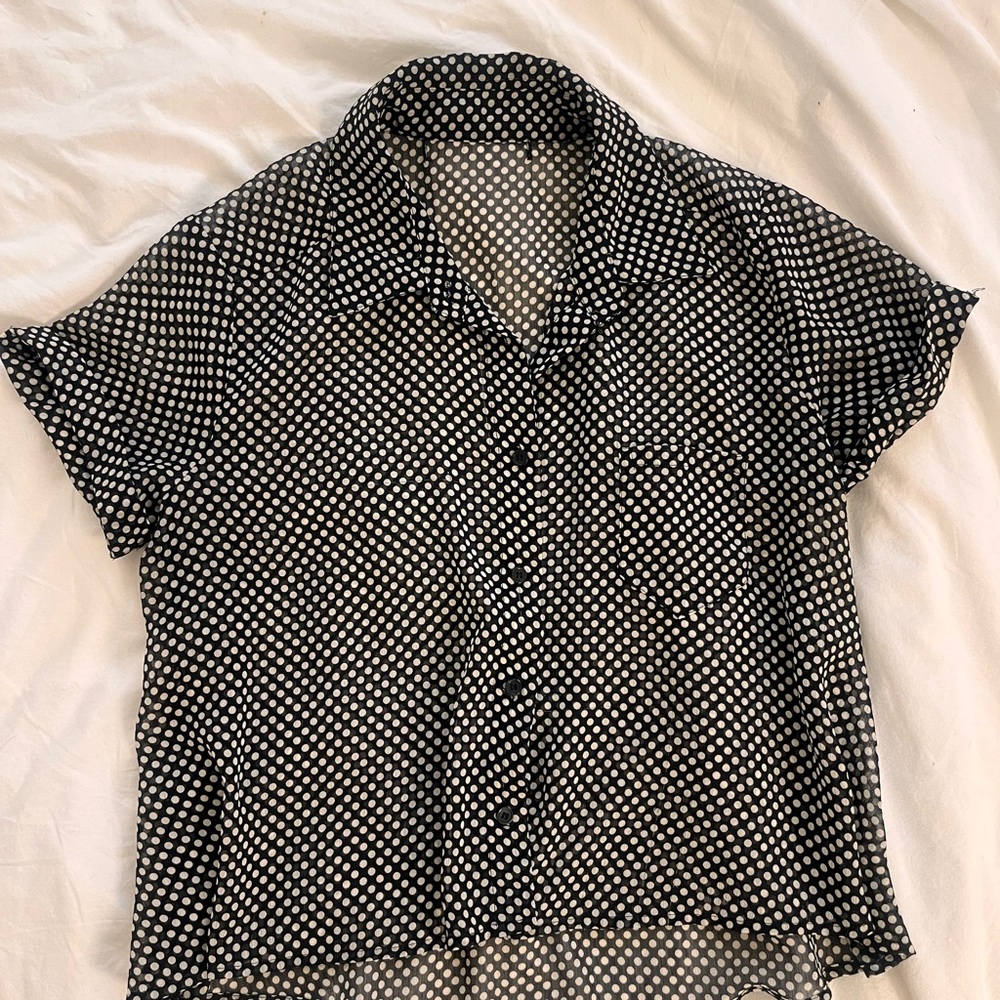 Elegant Black and White Polka Dot Women's Blouse